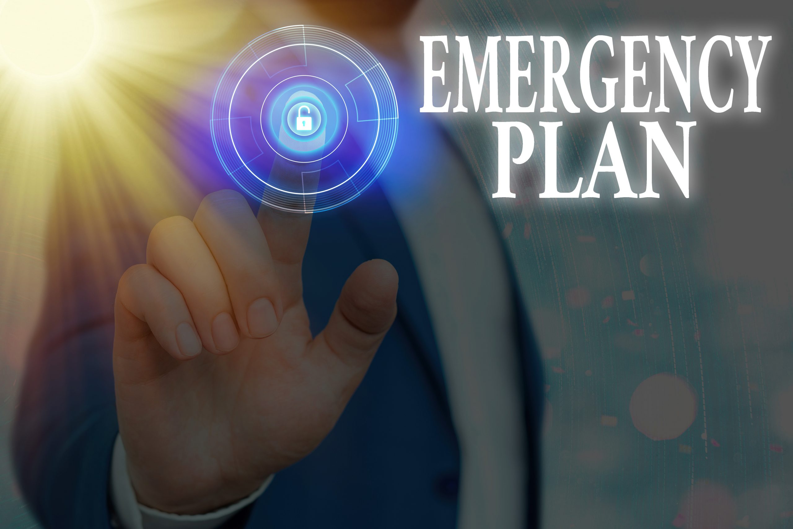 Text sign showing Emergency Plan. Business photo text procedures for handling sudden or unexpected situations