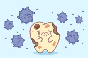  cartoon tooth decay feel afraid with bacterium