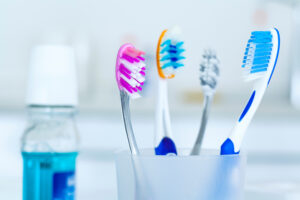 Tooth brushes in glass